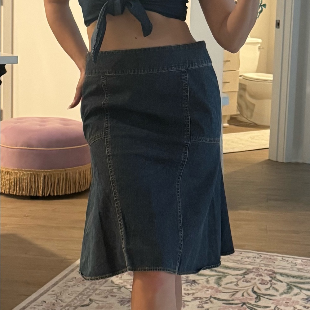 Vintage Michael Kors Dark Blue Denim A-Line Peplum Skirt